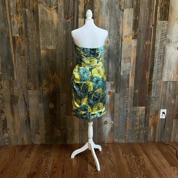 Nanette Lepore blue and green floral strapless dress - Picture 2 of 4
